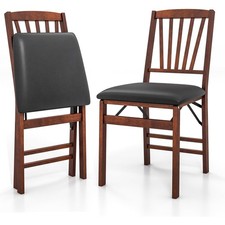 Wooden Folding Dining Chairs, Set of 2