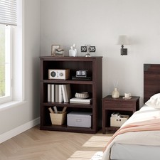 Rustic 3-Tier Farmhouse Bookcase Wooden Bookshelf with Open Display Shelves