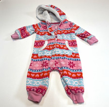 Carter's Hooded Fleece Zip One-Piece Coverall 3-6 Months Pink