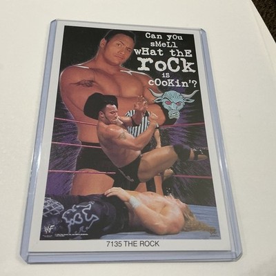 wwf .WWEザロックサイン色紙andカード Vintage “The Rock” WWE WWF 1998 Poster Promo Card “Can You Smell