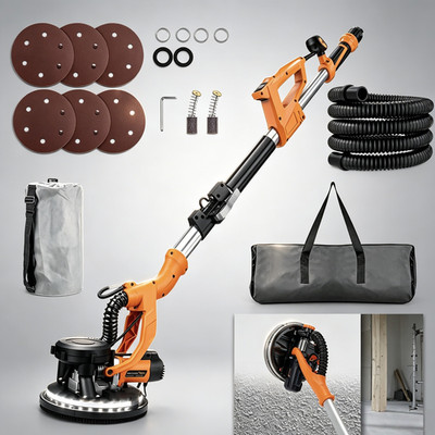 9'' Drywall Sander 800W Variable Speed Auto Vacuum System LED Strip Light