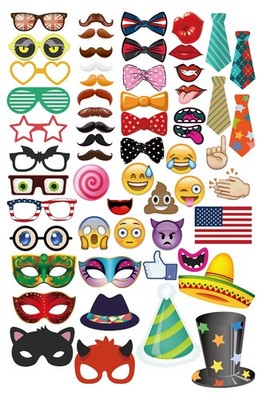 Ohlily Photo Booth Props 58 PCS with Emojis for Birthday Reunions Weddings