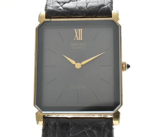 [EXC+5] Vintage SEIKO Dolce 7730-5040 Black Tank Quartz Men's Watch From JAPAN