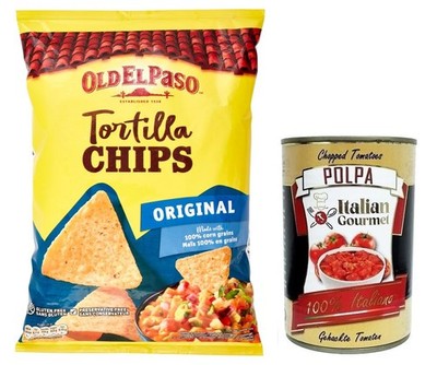 Old el Paso Tortilla Chips Original Mais Snacks 185g+Polpa