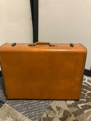 Vintage 1950's Samsonite Brown Leather Hard Shell Luggage NO KEY