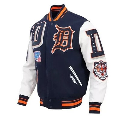 MLB Detroit Tigers MashUp Varsity Wool Leather Jacket Free Shipping - All Sizes