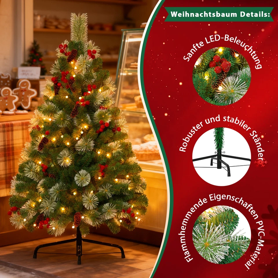 120-240cm Weihnachtsbaum Christbaum LED Schnee Künstlicher Kunstbaum Tannenbaum - Bild 4 von 4