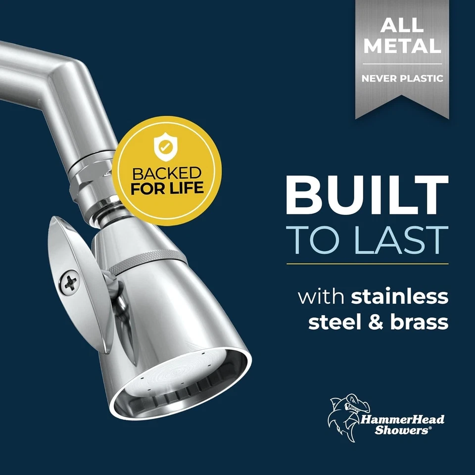 Cabezal de ducha de alta presión cromado 2,5 GPM fijo metal spray ajustable Foto 4 de 4