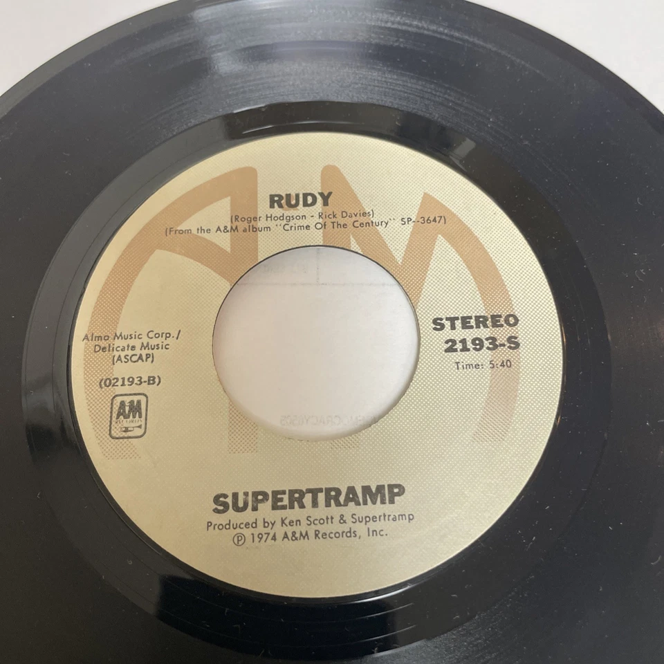 Supertramp - Take The Long Way Home & Rudy - 45 Record 1979 Original Davies - Image 3 of 4