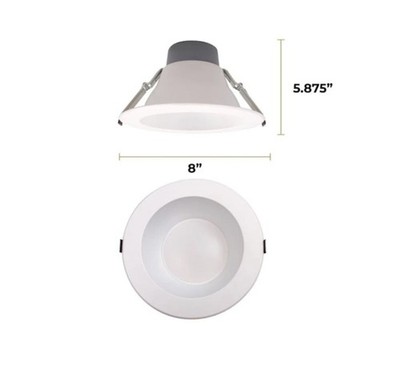 Sunset Lighting Spectrum Series White 8'' Recessed Downlight 2000-Lumen Switchabl
