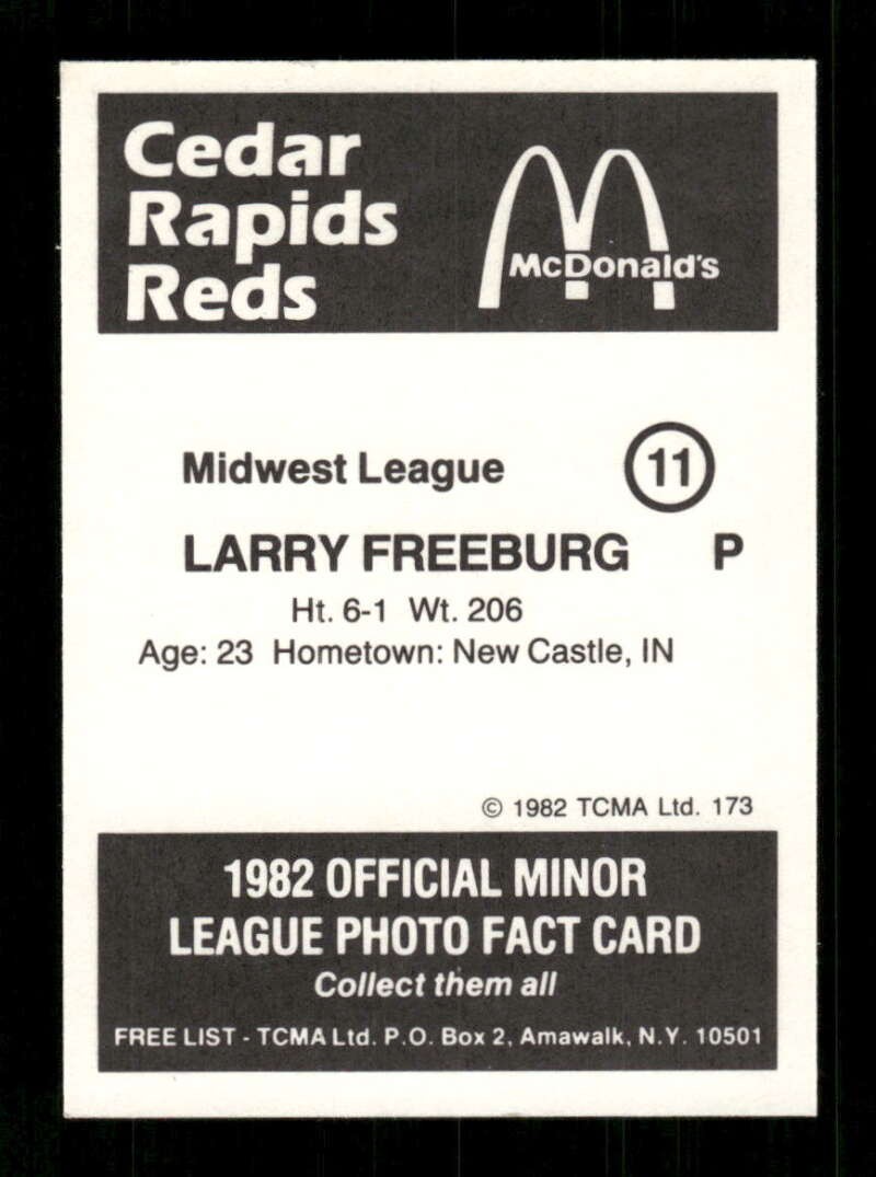 1982 TCMA Cedar Rapids Reds 11 Larry Freeburg BXCP29 | eBay