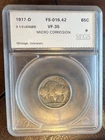 New Listing1917D 5c FS901 3.5 Leg Buffalo Nickel SEGS VF35