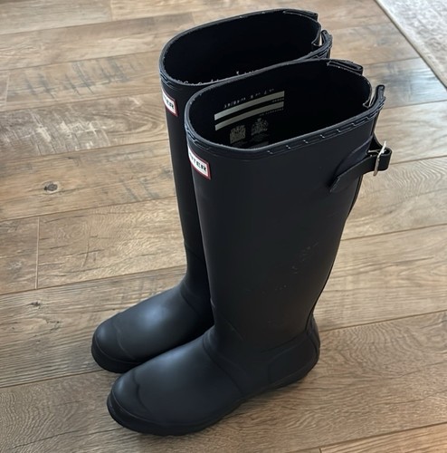 Hunter Original Tall Womens Size 9 Matte Black Rubber Rain Boots Waterproof - Picture 3 of 10