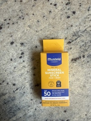Mustela Baby Mineral Sunscreen Stick SPF 50 Broad Spectrum 0.6 oz. Exp 2/2026