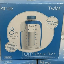 Kiinde Twist Pouch Twist Cap Breast Milk Storage Bag 8oz, Opened Box 20 Bags