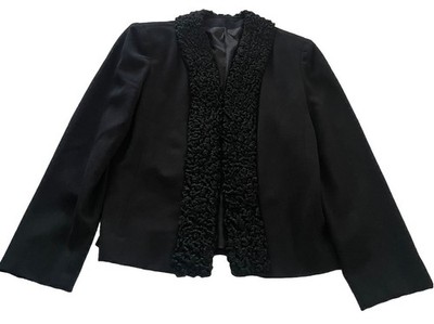 Billina Vintage Black Jacket Women s Size 8 Textured Trim Marlene Middlemiss