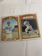 1972 Topps Baseball Cleon Jones - 2 Card Lot - Free Shipping !!!