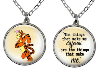 Winnie-the-Pooh The Things That Make Me Different Glass Top 2 Sided Necklace