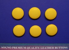 Set of 6 MADE IN USA 21 mm genuine yellow leather jacket coat buttons,metal loop