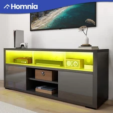 High Gloss LED TV Stand for 55" TVs Entertainment Center Console w/ Open Shelves