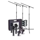 Soundlab Pro Dynamic Vocal Kit 3 x Microphones, Holders, Leads, Stands & Case