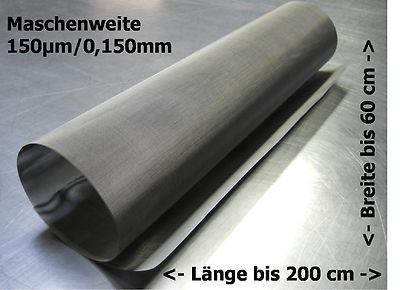 Professionelles Drahtgewebe Edelstahl Gaze 0,150mm 150µm  // bis zu 200x60cm