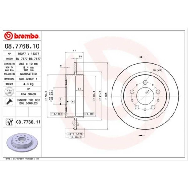 Brembo 2X Bremsscheibe Hinten 265 Voll FüR Volvo 960 Ii Kombi 965 V90 964-image