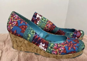 Desigual Floral Lona Alpargatas Zapatos Tacón De Cuña De Corcho 39 7.5  euros 8 | eBay