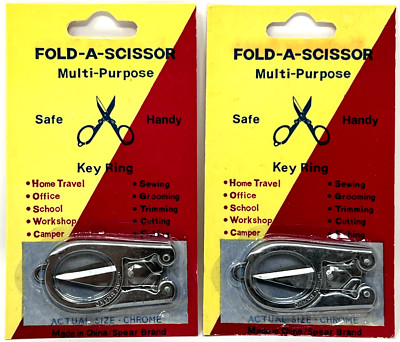 2-Pack Portable Folding Scissors - 3.5'' - Metal Sharp Durable Travel Crafts Mini