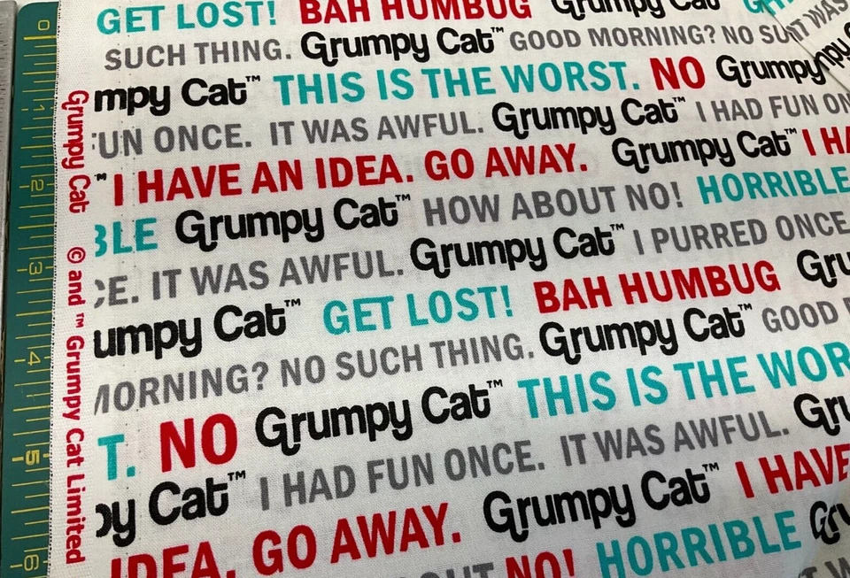 MARCUS FABRICS - GRUMPY CAT #R11-9723-0142 - PHRASES- BY THE YARD - Image 2 of 3