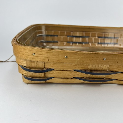 Peterboro Basket Company Made in USA w/ Woven Leather Handles. 19" x 13" x 4" - Picture 3 of 16