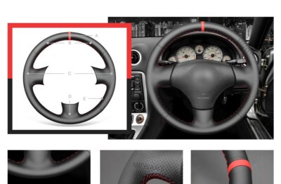 Stuurwiel Cover Voor Mazda Voor MX-5 Voor MX5 DIY Handgestikt Zacht Zwart Kunstleer Rode Marker Auto Stuurhoes Autostuurhoes (Kleur : Yellow