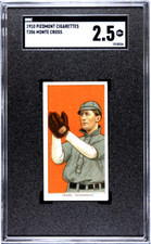 1909-11 T206 White Border Monte Cross Piedmont 350 Indianapolis ML - SGC 2.5 GD+