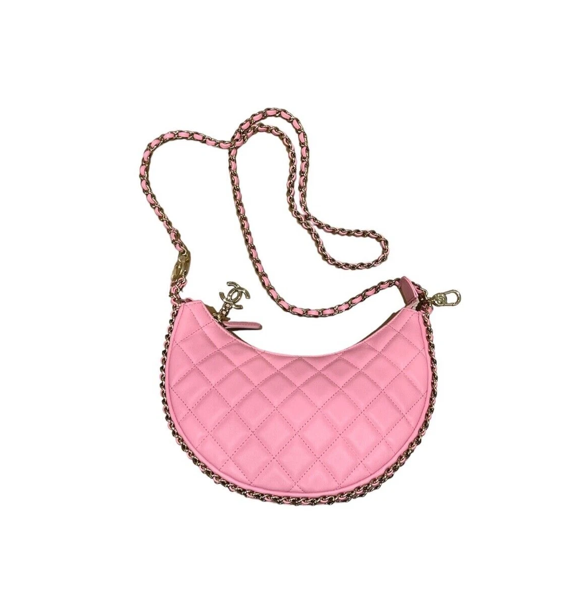 Chanel 23P Small Half Moon Hobo Bag In Lilac Pink With Gold