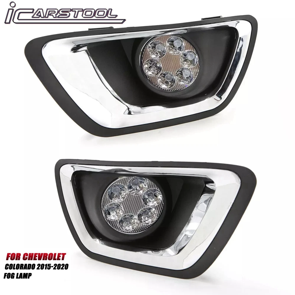 Clear Lens LED Fog Lights Kit For 2015-2020 Chevrolet Colorado with Bezel 5202 Plug