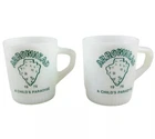 2 VTG Fire King Milk Glass Arrowhead Camp 1978 A Child's Paradise Stackable Mugs