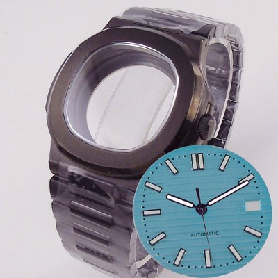 40mm Black Modifying For Nautilus Snails Sapphire Watch Case Fit NH35 NH36 Move