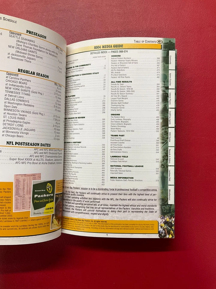 NFL Green Bay Packers 2004 Media Guide (Excellent Condition) - Image 3 of 3