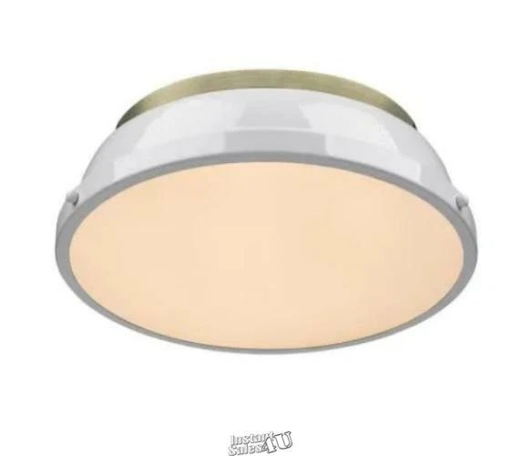 Golden Duncan AB 2-Light Aged Brass Flush Mount Light Shade 3602-14-AB-WH 14"Dia - Image 4 of 4