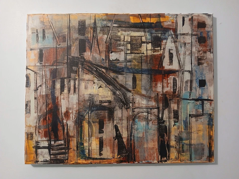 original acrylic abstract painting on canvas signed - Image 2 of 4