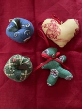 Pierre Deux Fabric Christmas Ornaments Set of 4