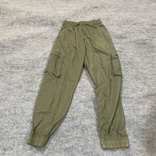 Nike Kids Cargo Joggers Pants Olive Green Zipper Pockets Cuffed 24 Waist Nylon