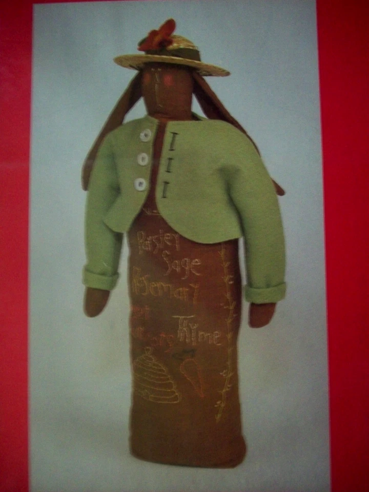 Lot of 4 primitive dolls decor craft patterns Rabbits Bunnies  *C8 - Image 4 of 4