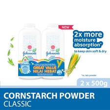 Johnson  s Baby Powder Cornstarch 500g x2 Twin Pack Gentle Fresh Care - EXPRESS