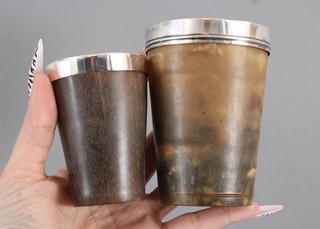 2 Antique English London Hallmarked Sampson Mordan Sterling Silver Horn Cups NR