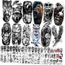 82 Sheets Temporary Tattoos Stickers - Fake Body Arm Chest Shoulder Tattoos