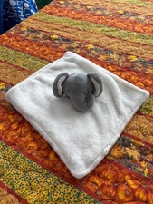 White GREY Elephant Lovey  10" Baby Securi ty Blanket Bow by DTU Inc