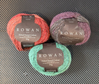 Lot of 3, Rowan x Kaffe Fassett Felted Tweed Color Yarns 50g - Chestnut, Ripe &