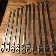 Matco Tools 10pc Extra Long Double Box Flex Head Ratcheting Wrench Set Used