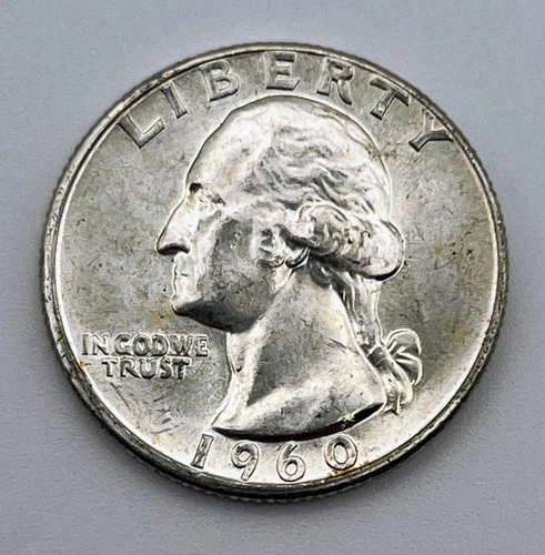 1960 Washington Silver Quarter AU UNC Toned Philadelphia Mint 90%